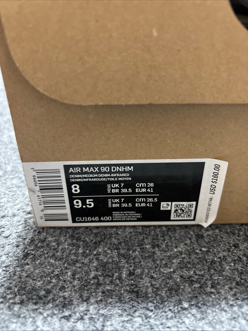 Size 8 - Nike Air Max 90 x Denham 2020 Infrared Denim CU1646-400 Men's - Picture 14 of 14